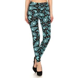 Plus Size Womens Paisley Print, High Waisted Leggings In A Fitted Style With And